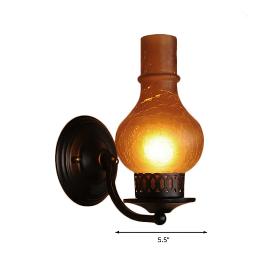 Frendorf | 1 Glühbirne Vase Schirm Wandmontierte Lichtarmatur Rustikal Weiß/Amber Spritzglas Beleuchtung für Flur