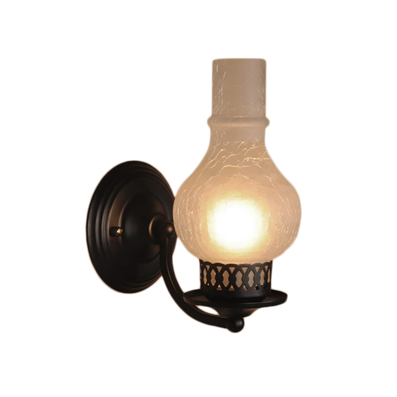 Frendorf | 1 Glühbirne Vase Schirm Wandmontierte Lichtarmatur Rustikal Weiß/Amber Spritzglas Beleuchtung für Flur