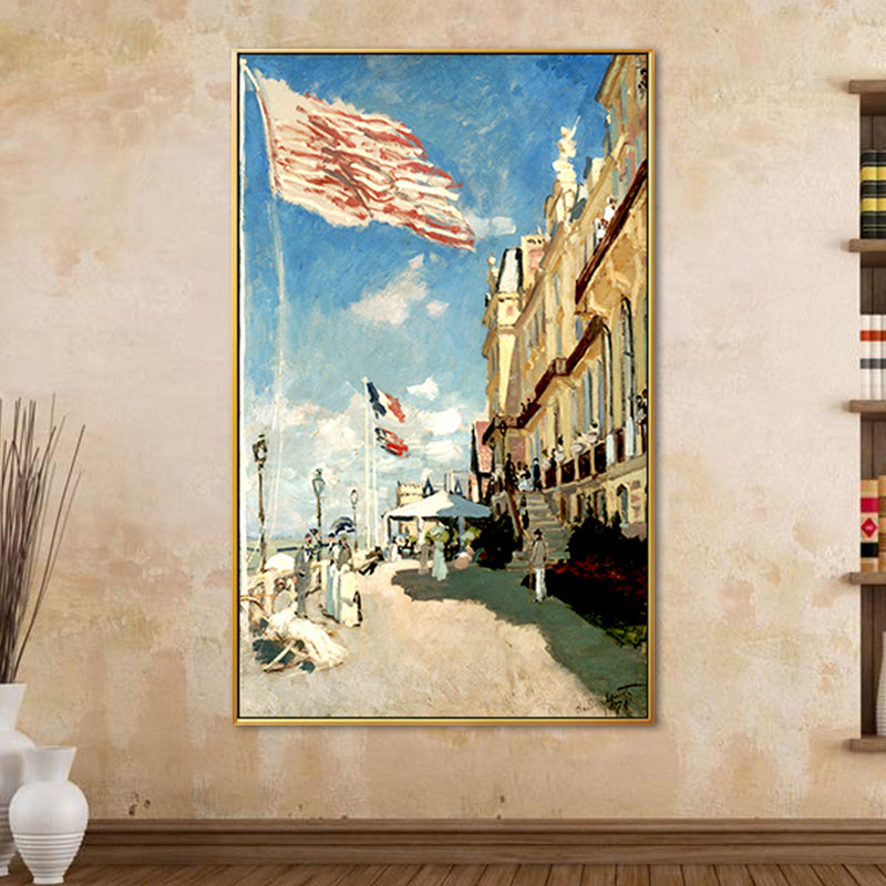 Frendorf | Klassische Monet Straßenansicht Malerei Blau das Hotel Des Roches Noires in Trouville Wandkunst