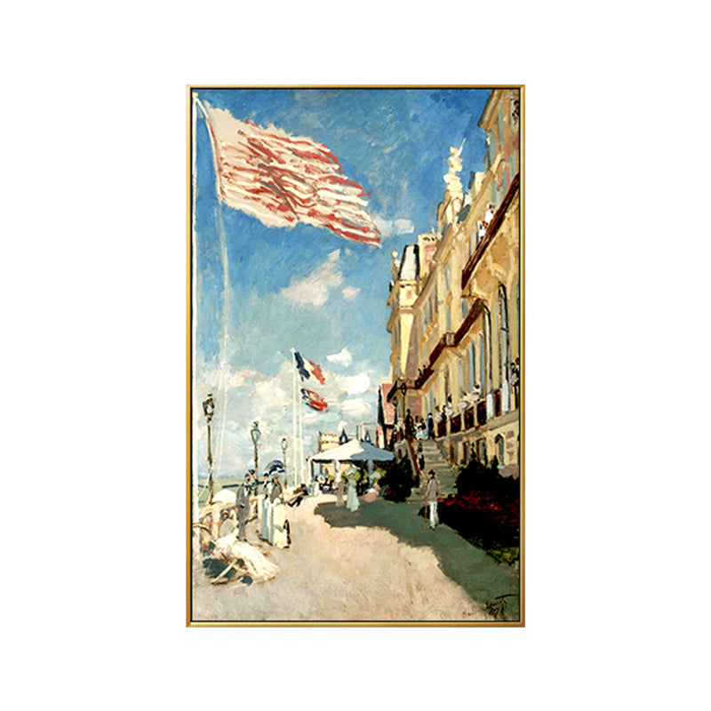 Frendorf | Klassische Monet Straßenansicht Malerei Blau das Hotel Des Roches Noires in Trouville Wandkunst