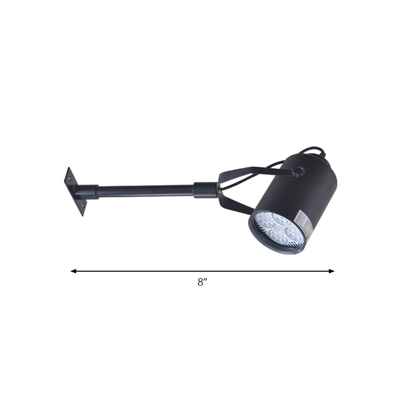 Frendorf | LED Drehbarer Zylinder Wandbeleuchtung Industrieller Stil Schwarzes Metall Mini Wandlampe für Restaurant