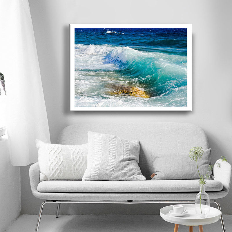 Frendorf | Blue Sea Surge Leinwandkunst Ozeanszenerie Tropix Texturierte Wanddekoration für das Wohnzimmer