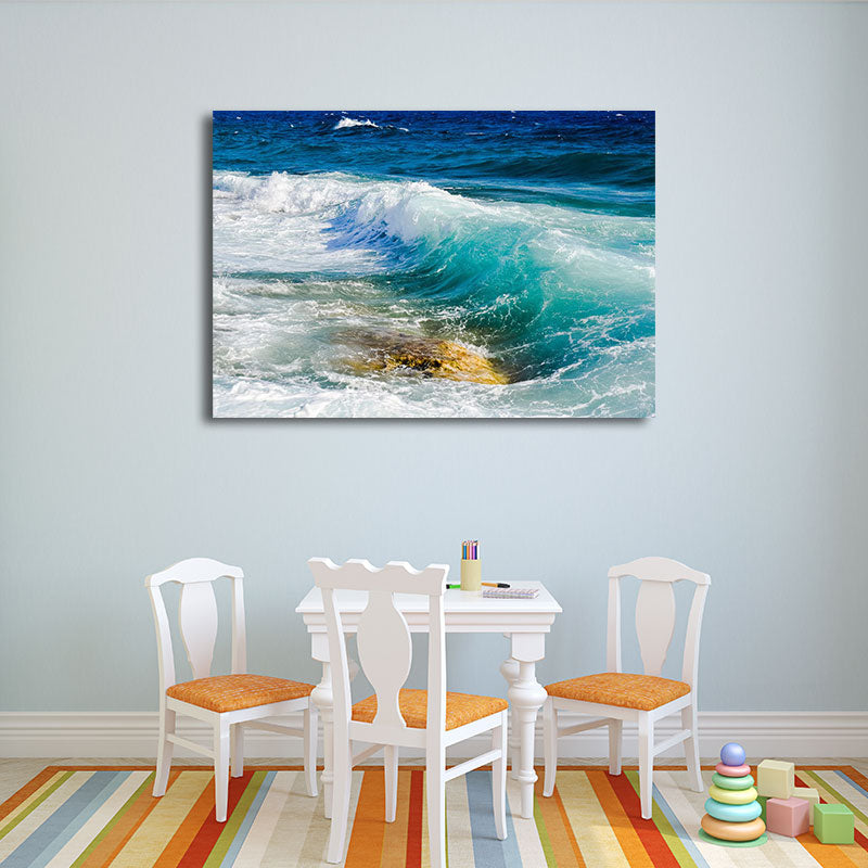 Frendorf | Blue Sea Surge Leinwandkunst Ozeanszenerie Tropix Texturierte Wanddekoration für das Wohnzimmer