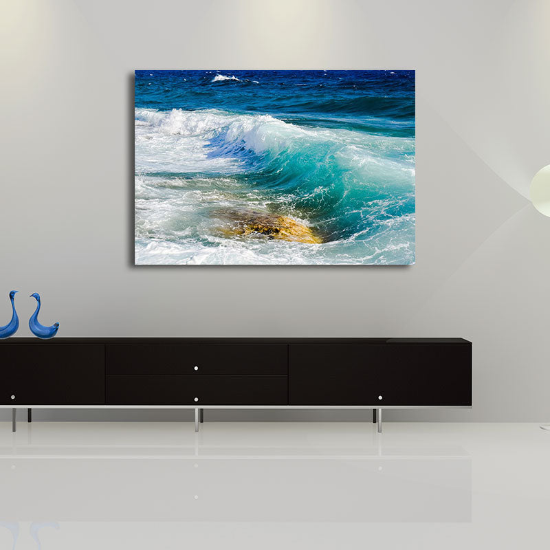 Frendorf | Blue Sea Surge Leinwandkunst Ozeanszenerie Tropix Texturierte Wanddekoration für das Wohnzimmer