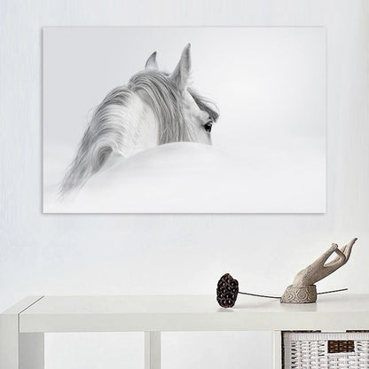 Frendorf | Contemporary Paard Wandkunst Lichte Kleur Textuur Canvasprint voor Eetkamer