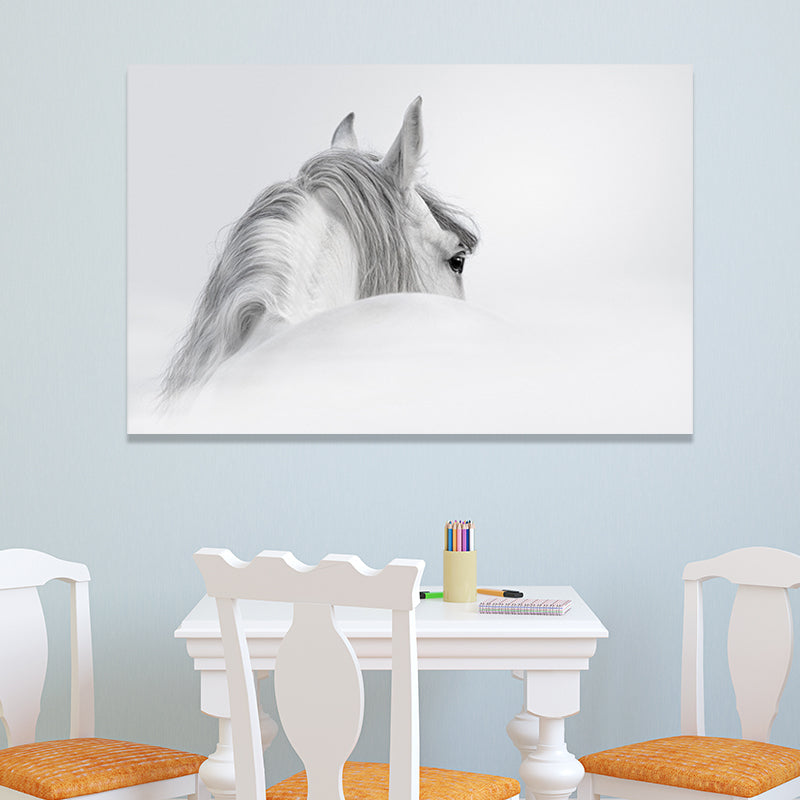 Frendorf | Contemporary Paard Wandkunst Lichte Kleur Textuur Canvasprint voor Eetkamer