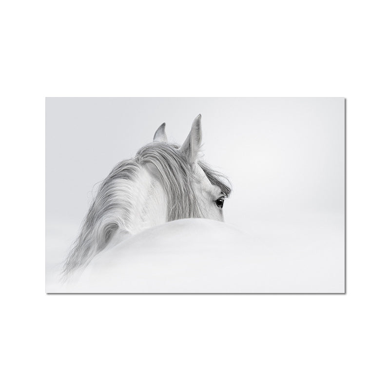 Frendorf | Contemporary Paard Wandkunst Lichte Kleur Textuur Canvasprint voor Eetkamer