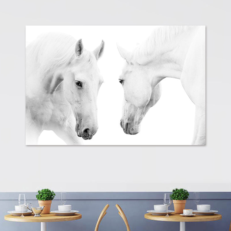 Frendorf | Contemporary Paard Wandkunst Lichte Kleur Textuur Canvasprint voor Eetkamer