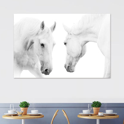 Frendorf | Contemporary Paard Wandkunst Lichte Kleur Textuur Canvasprint voor Eetkamer