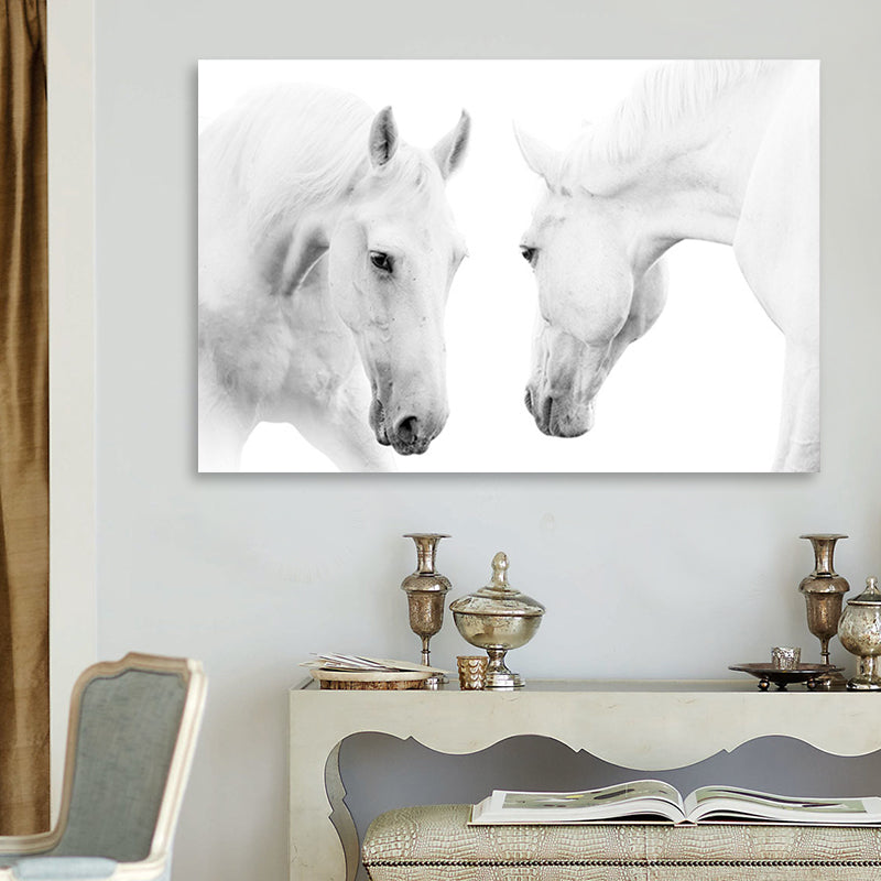 Frendorf | Contemporary Paard Wandkunst Lichte Kleur Textuur Canvasprint voor Eetkamer