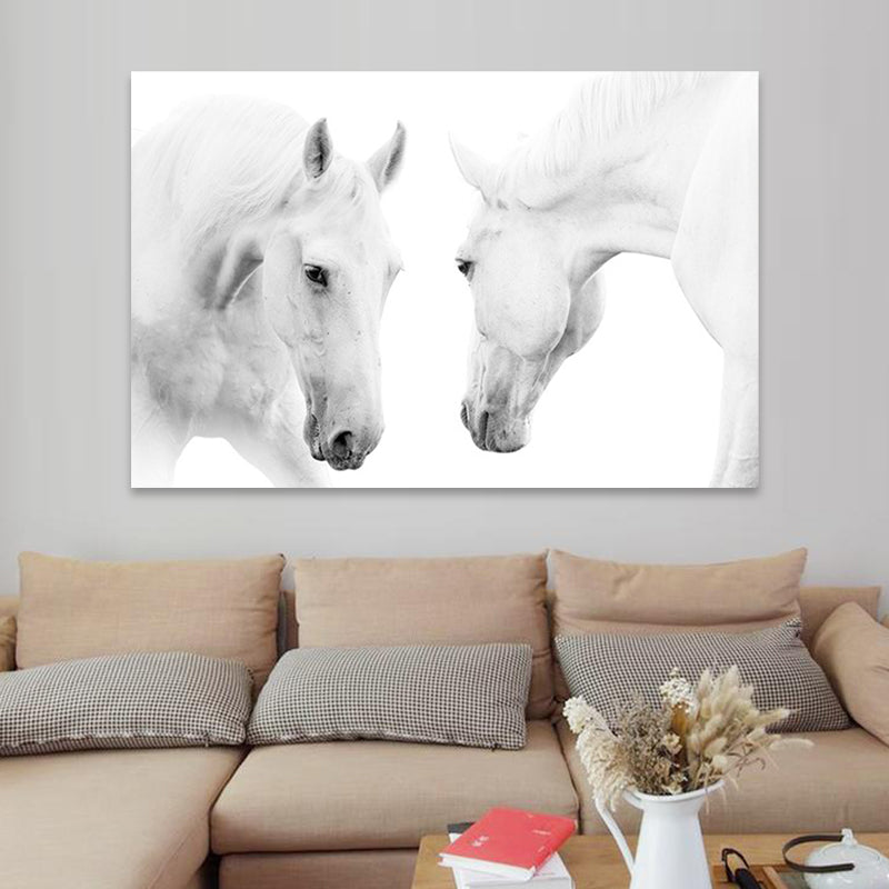Frendorf | Contemporary Paard Wandkunst Lichte Kleur Textuur Canvasprint voor Eetkamer