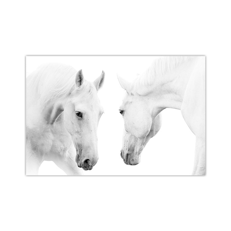 Frendorf | Contemporary Paard Wandkunst Lichte Kleur Textuur Canvasprint voor Eetkamer
