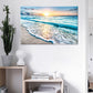 Frendorf | Sunset Beach Wave Scene Kunstdruck auf blauer Leinwand Wanddekoration, strukturierte Oberfläche