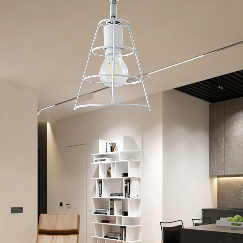 Frendorf | Vintage Style Conic Cage Wandlamp met Gebogen Arm 1 Licht Metaal Wandlamp in Zwart/Wit