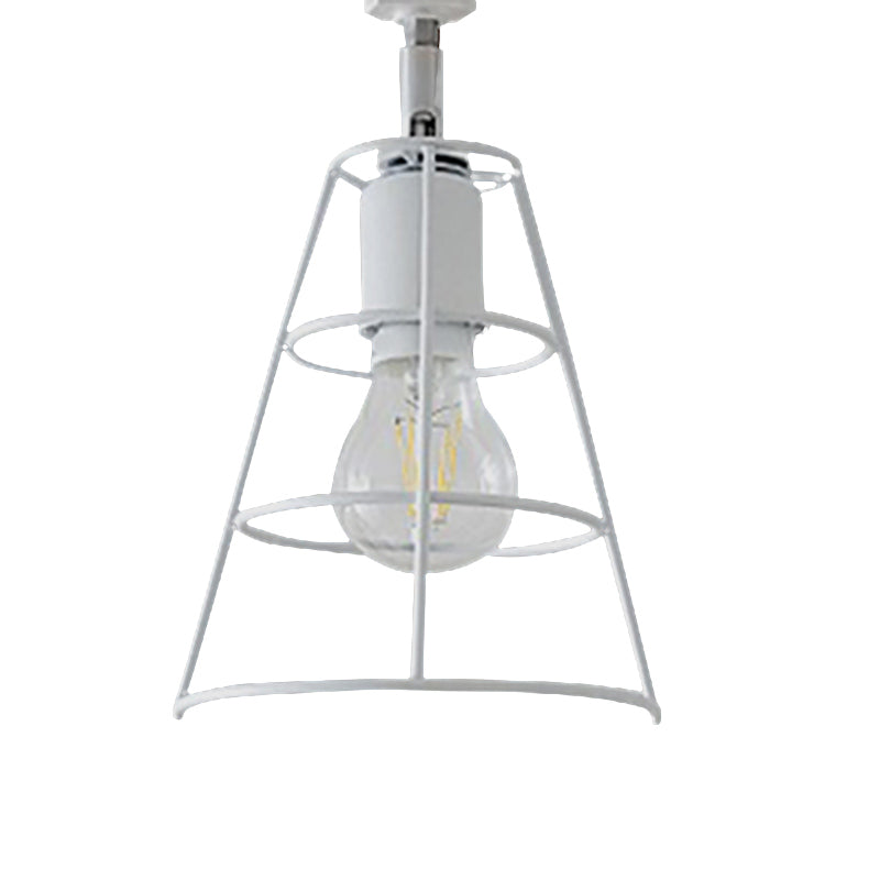 Frendorf | Vintage Style Conic Cage Wandlamp met Gebogen Arm 1 Licht Metaal Wandlamp in Zwart/Wit