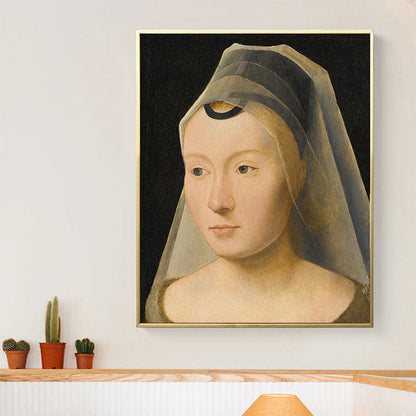 Frendorf | Leinwand Braun Kunst Antiker Stil Kopftuch Jungfrau Wanddruck, Mehrere Größen Optionen