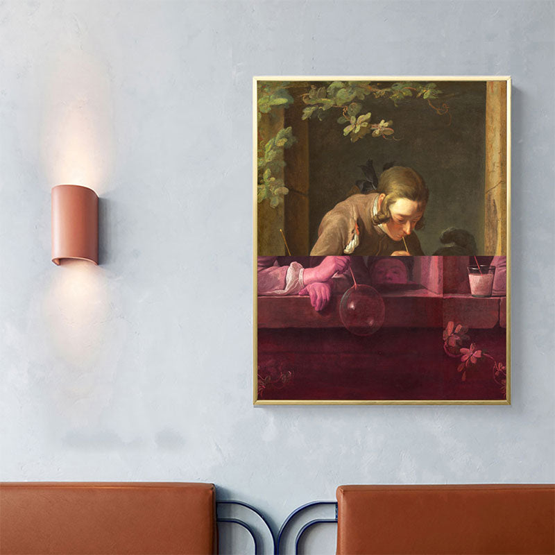 Frendorf | Braunes Schreibmaiden-Leinwand-Ölgemälde Retro Texturierten Wanddekoration für Gästezimmer