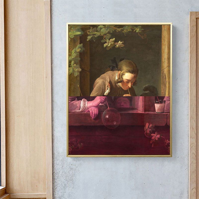 Frendorf | Braunes Schreibmaiden-Leinwand-Ölgemälde Retro Texturierten Wanddekoration für Gästezimmer