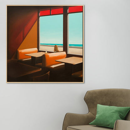 Frendorf | Zachte Kleur Seaside Maiden Canvas Olieverf Schilderij Moderne Stijl Textuur Kunst voor Keuken