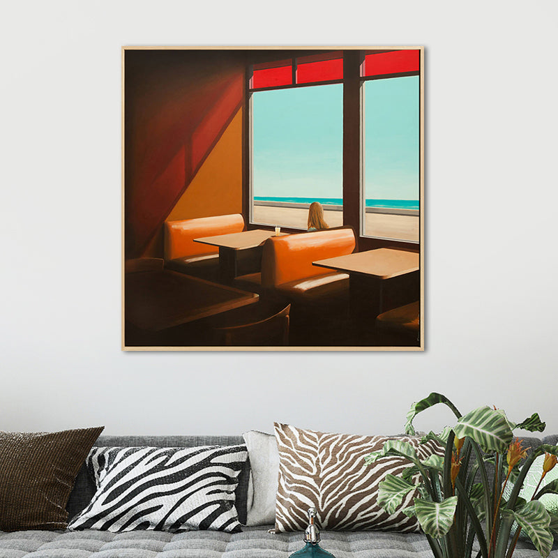 Frendorf | Zachte Kleur Seaside Maiden Canvas Olieverf Schilderij Moderne Stijl Textuur Kunst voor Keuken