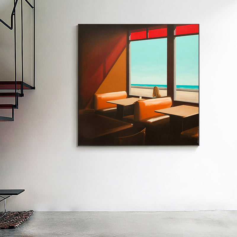 Frendorf | Zachte Kleur Seaside Maiden Canvas Olieverf Schilderij Moderne Stijl Textuur Kunst voor Keuken