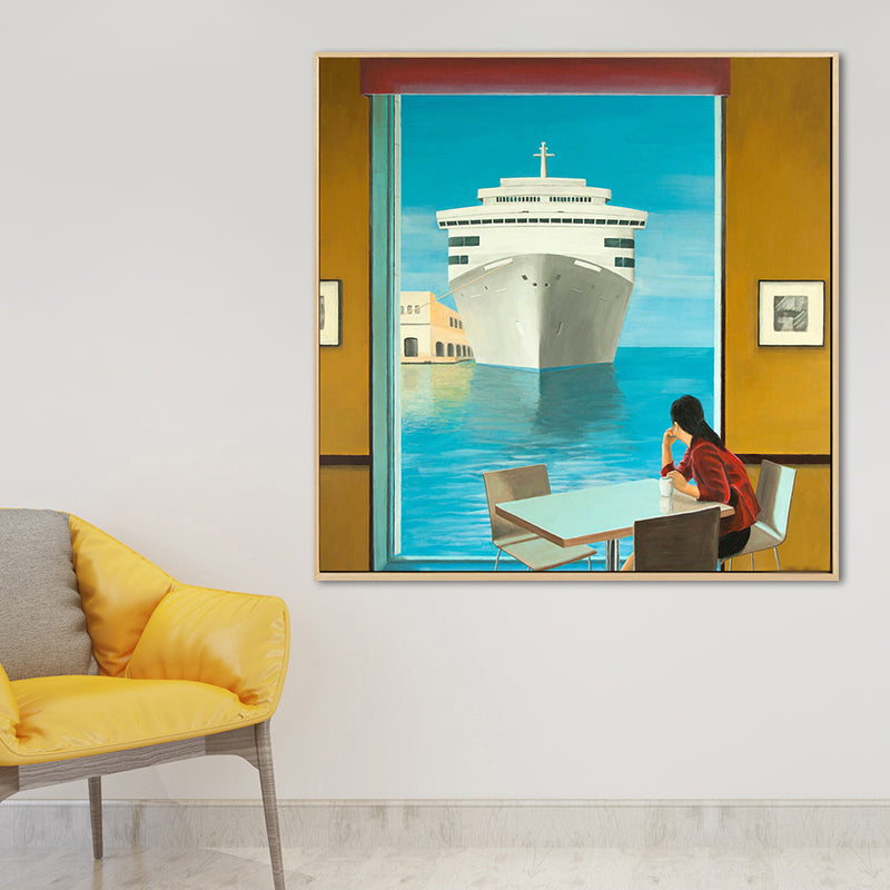 Frendorf | Zachte Kleur Seaside Maiden Canvas Olieverf Schilderij Moderne Stijl Textuur Kunst voor Keuken