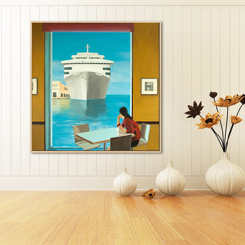 Frendorf | Zachte Kleur Seaside Maiden Canvas Olieverf Schilderij Moderne Stijl Textuur Kunst voor Keuken