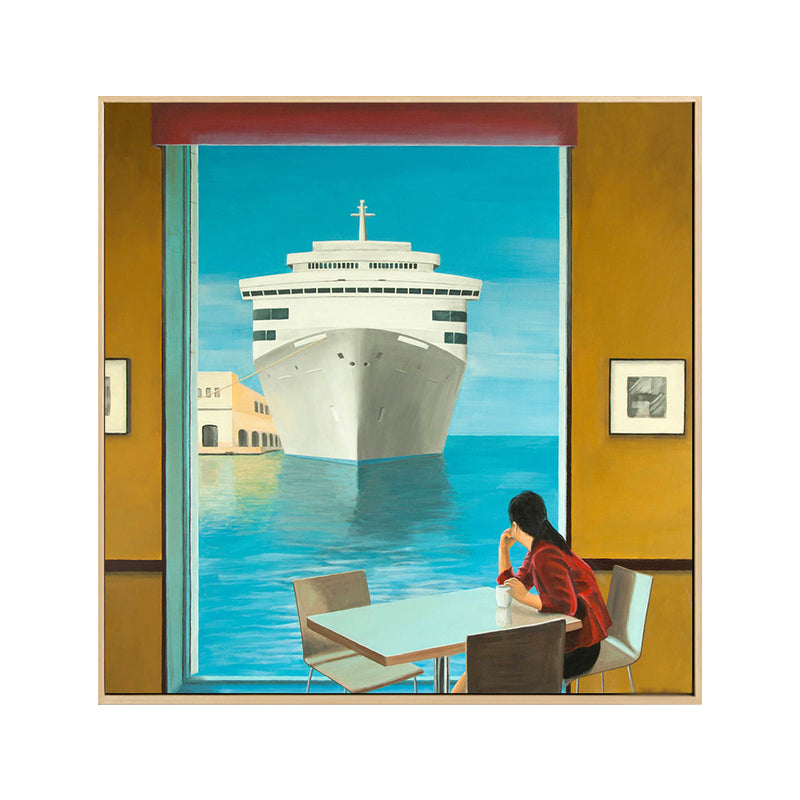 Frendorf | Zachte Kleur Seaside Maiden Canvas Olieverf Schilderij Moderne Stijl Textuur Kunst voor Keuken