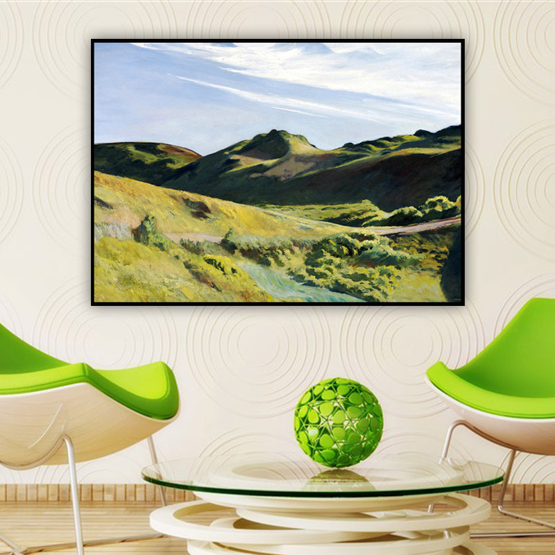 Frendorf | Grünes Sommer-Mountain-Landschaft Kunstdruck Texturiertes zeitgenössisches Wohnzimmers Gemälde
