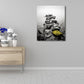 Frendorf | Fotoposter Flusssteine Leinwand Wandkunst für das Wohnzimmer, Grau und Gelb, Texturiert