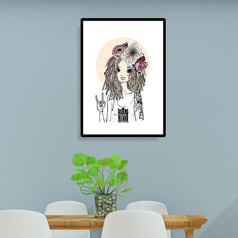 Kinder Kunstfigur Leinwanddruck Sanfte Farbe Mädchen Zeichnung Wanddekoration für das Schlafzimmer