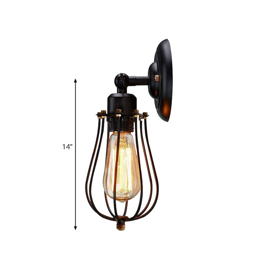 Frendorf | 2 Packs Gek cage-gemetseld metalen wandlamp Industriële stijl 1 licht slaapkamer wandmontagelamp met bulbvorm