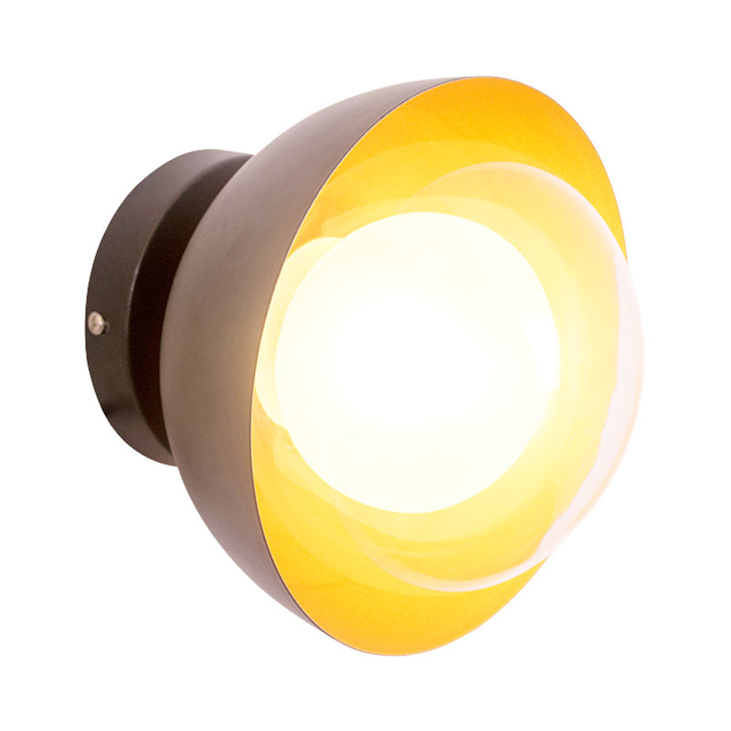 Frendorf | Loft Style Bowl Wandmontage Licht 1 Gloeilamp Metaal Wandverlichting met Heldere Glazen Kap in Zwart voor Slaapkamer