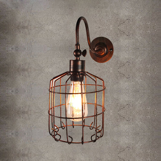 Frendorf | Vogelkooi IJzeren Wandverlichting Rustiek Stijlvol 1 Licht Restaurant Mini Wandlamp Armatuur in Antiek Messing/Geleefd Koper