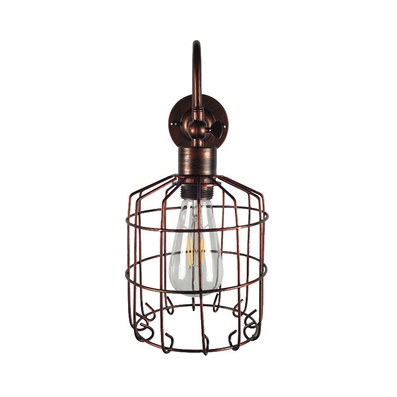 Frendorf | Vogelkooi IJzeren Wandverlichting Rustiek Stijlvol 1 Licht Restaurant Mini Wandlamp Armatuur in Antiek Messing/Geleefd Koper