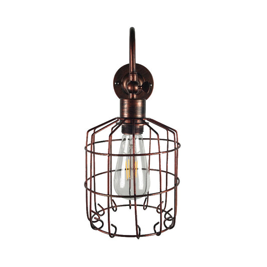 Frendorf | Vogelkooi IJzeren Wandverlichting Rustiek Stijlvol 1 Licht Restaurant Mini Wandlamp Armatuur in Antiek Messing/Geleefd Koper