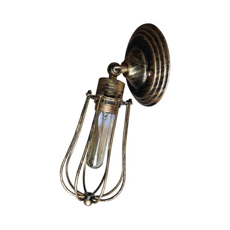 Frendorf | 1 Kopdraad Beschermingswandlamp Wandlamp met Gloeilamp Schaduw Industrieel Verouderd Messing/Antiek Zilveren IJzeren Wandlamp voor Restaurant