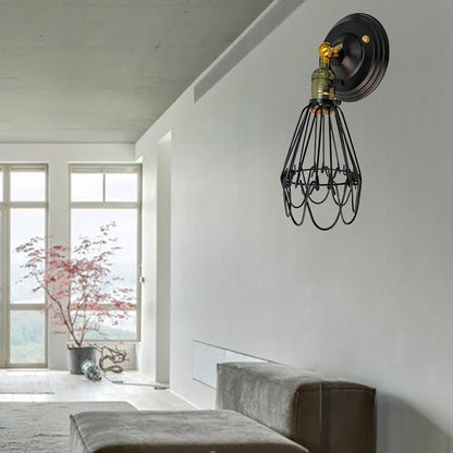 Frendorf | Gegoten ijzeren draadbescherming wandverlichting boerderij stijl 1 bol restaurant draaibare scone lamp in zwart/bronze