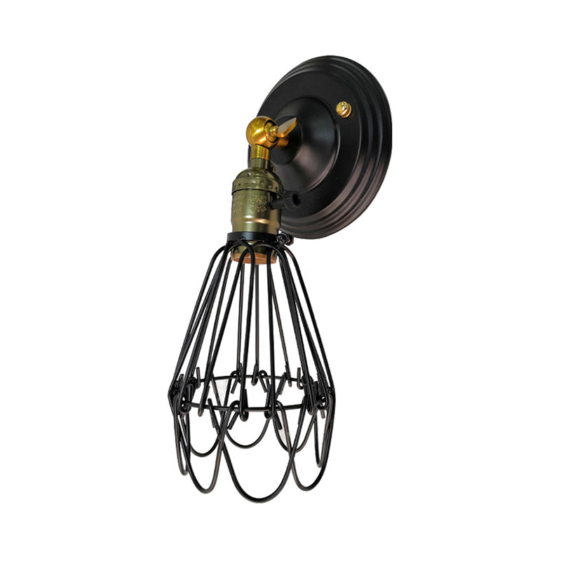Frendorf | Gegoten ijzeren draadbescherming wandverlichting boerderij stijl 1 bol restaurant draaibare scone lamp in zwart/bronze
