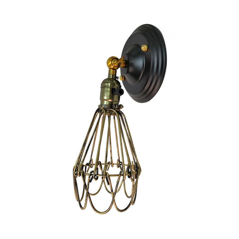 Frendorf | Gegoten ijzeren draadbescherming wandverlichting boerderij stijl 1 bol restaurant draaibare scone lamp in zwart/bronze