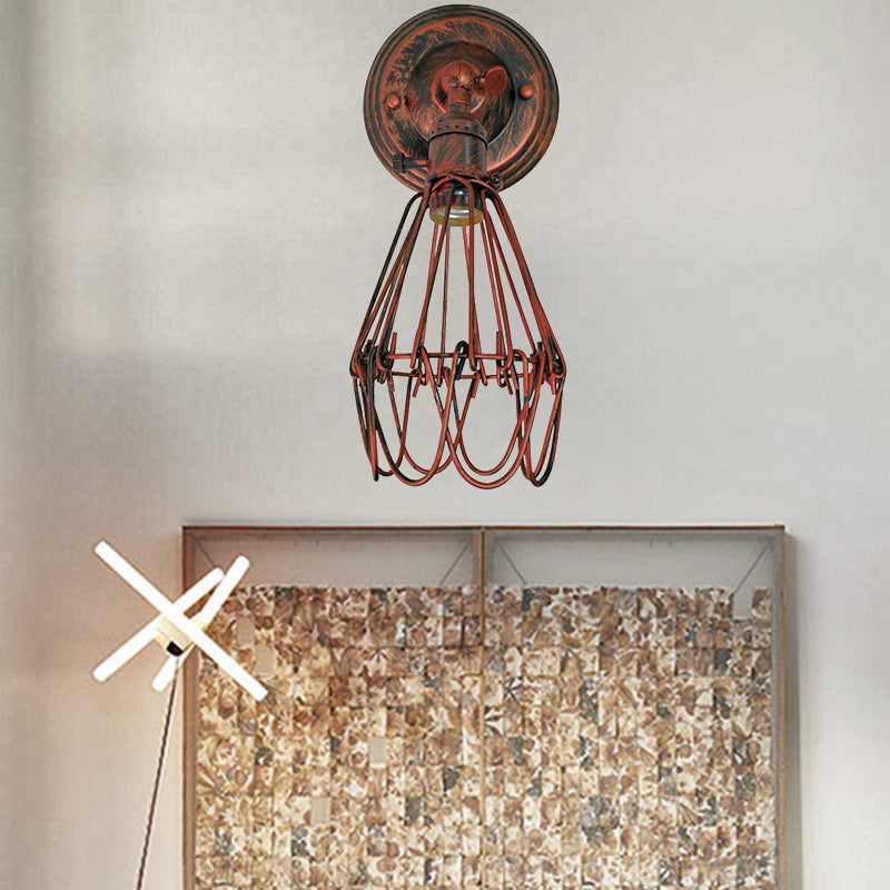 Frendorf | Gegoten ijzeren draadbescherming wandverlichting boerderij stijl 1 bol restaurant draaibare scone lamp in zwart/bronze