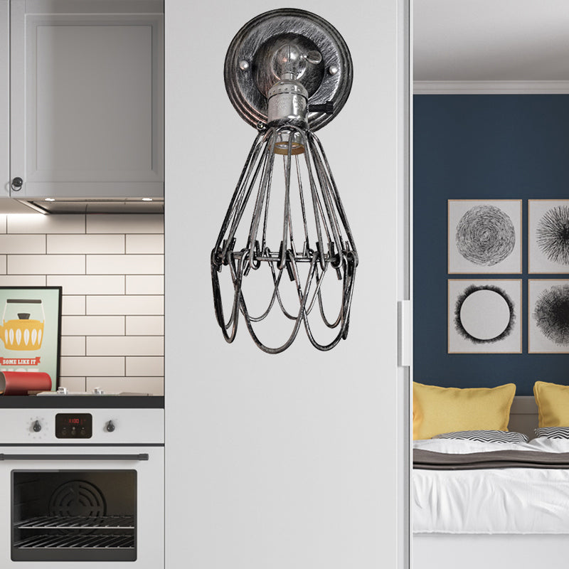 Frendorf | Gegoten ijzeren draadbescherming wandverlichting boerderij stijl 1 bol restaurant draaibare scone lamp in zwart/bronze