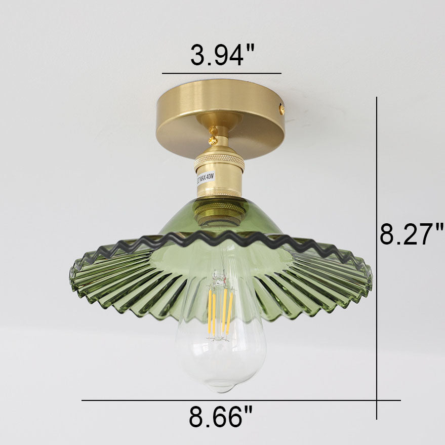 Frendorf | Lotuvia Japanische Vintage Deckenleuchte | Glas & Messing | Lotus Design | Semi-Flush-Mount