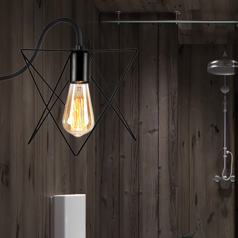 Frendorf | Schwarze 1 Kopf Wandlampe Vintage Industrial Metall Flasche/Rechteckige Wandleuchte Wandlampe mit Drahtgestell für Café