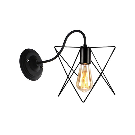 Frendorf | Schwarze 1 Kopf Wandlampe Vintage Industrial Metall Flasche/Rechteckige Wandleuchte Wandlampe mit Drahtgestell für Café