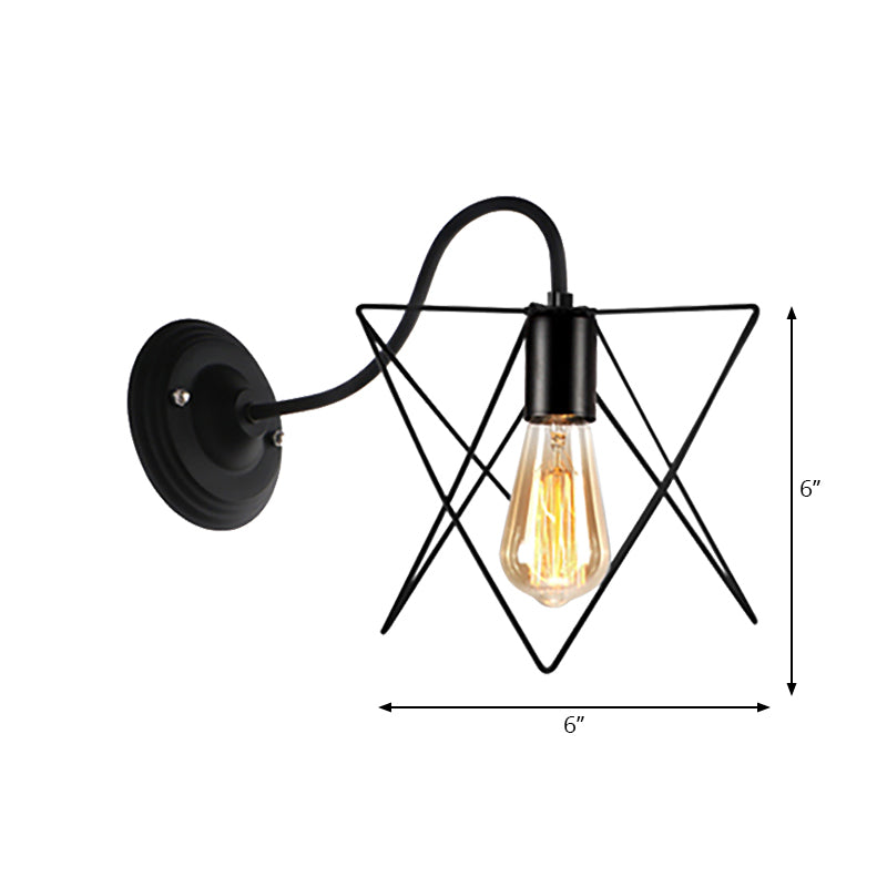 Frendorf | Schwarze 1 Kopf Wandlampe Vintage Industrial Metall Flasche/Rechteckige Wandleuchte Wandlampe mit Drahtgestell für Café