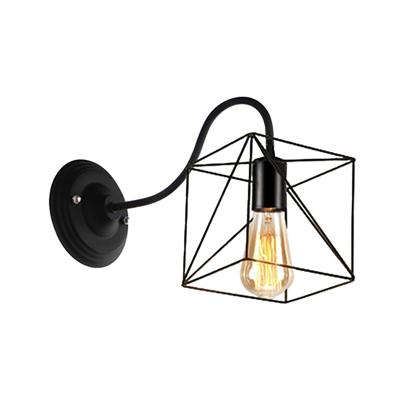 Frendorf | Schwarze 1 Kopf Wandlampe Vintage Industrial Metall Flasche/Rechteckige Wandleuchte Wandlampe mit Drahtgestell für Café