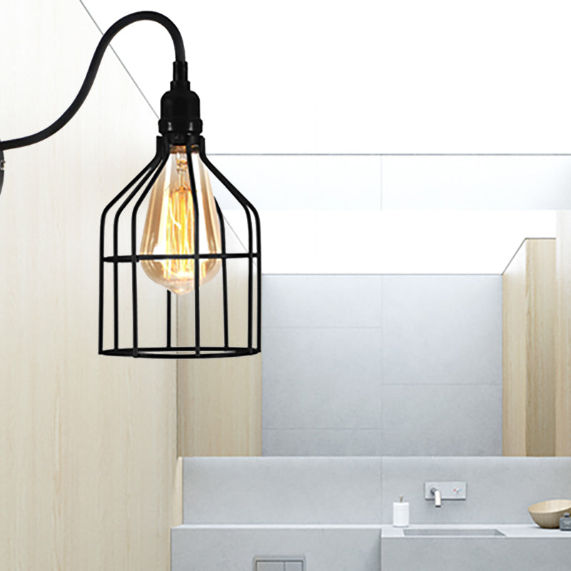 Frendorf | Schwarze 1 Kopf Wandlampe Vintage Industrial Metall Flasche/Rechteckige Wandleuchte Wandlampe mit Drahtgestell für Café