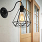 Frendorf | Schwarz 1 Licht Wandleuchte Retro Stil Metall Diamant/Stern Wandlampe mit Käfigschirm für Kaffeehaus