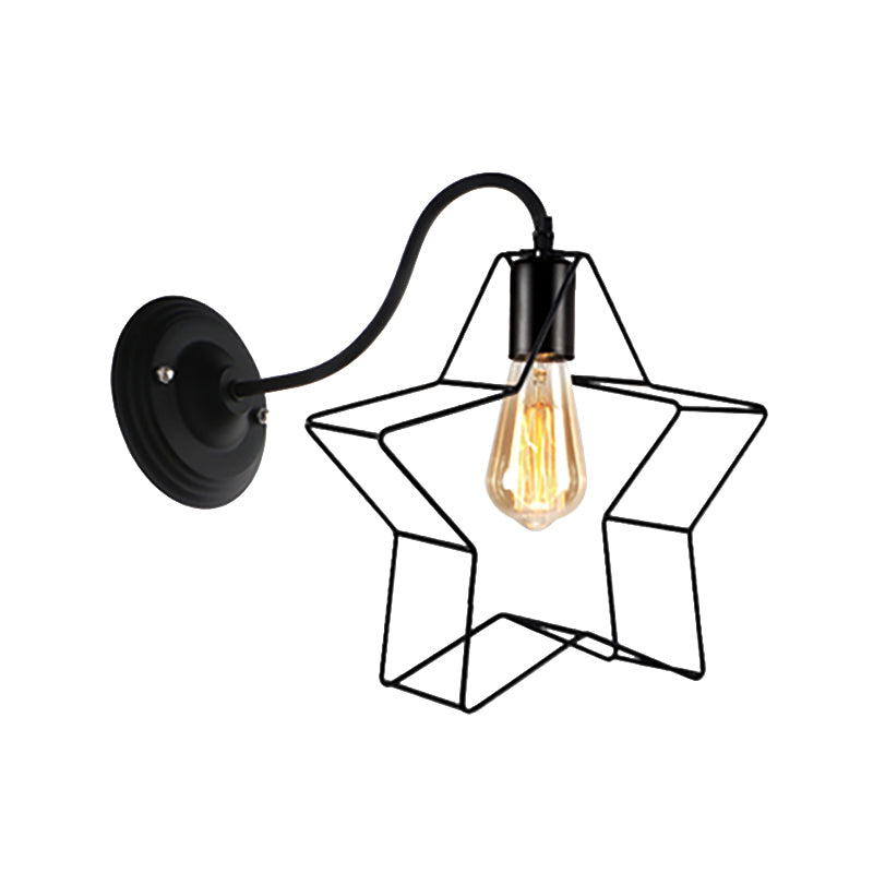 Frendorf | Schwarz 1 Licht Wandleuchte Retro Stil Metall Diamant/Stern Wandlampe mit Käfigschirm für Kaffeehaus
